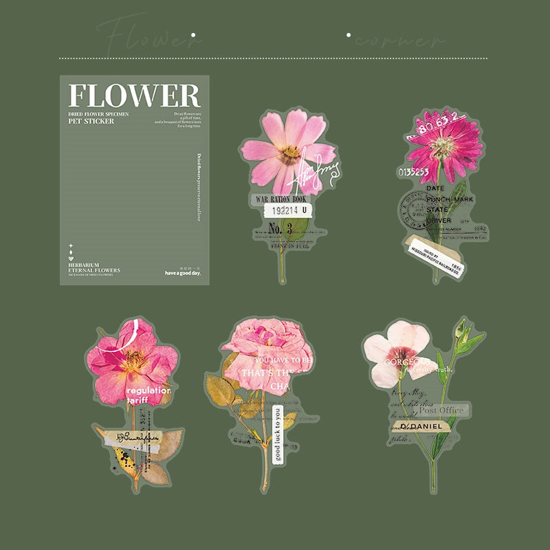 Dry flower stickers