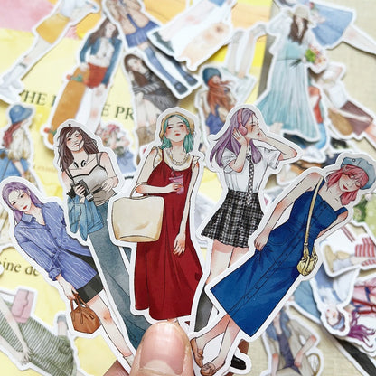 Vintage trendy girl stickers