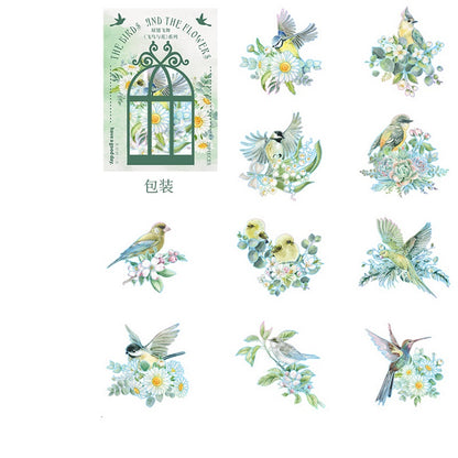 Vintage Flower Bird Sticker