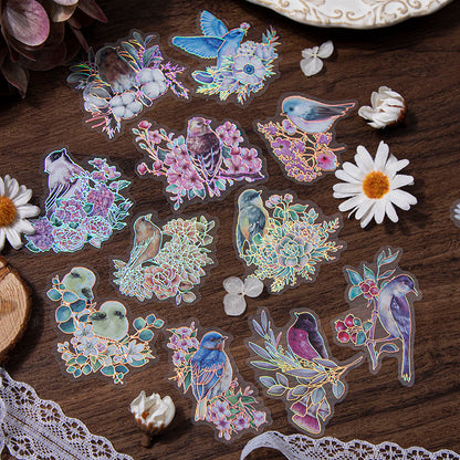 Vintage Flower Bird Sticker