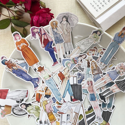 Vintage trendy girl stickers