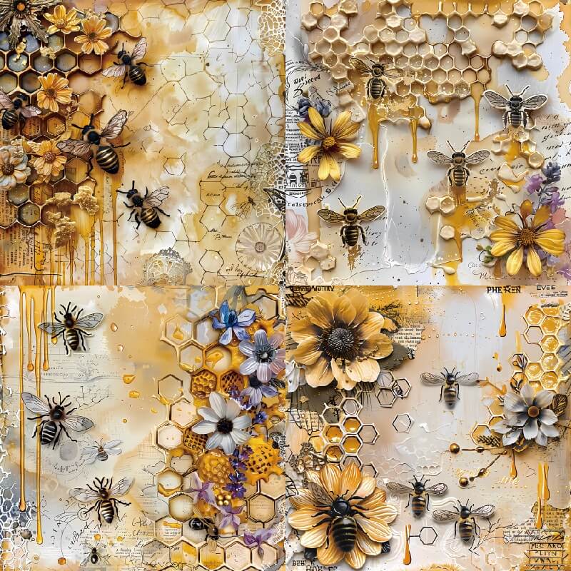 BeesandSunflowers-Paper-Scrapbooking-1