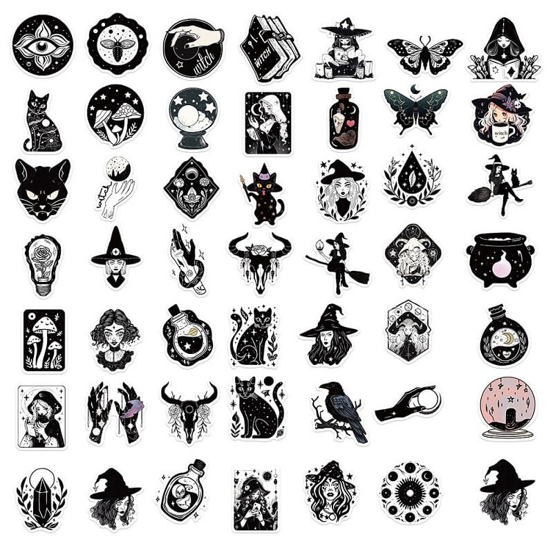 BlackandWhiteWitch-Stickers-JunkJournal-2