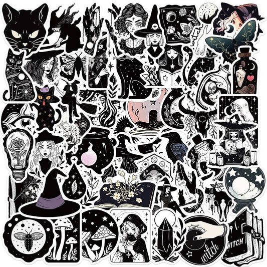 Black and White Witch Stickers