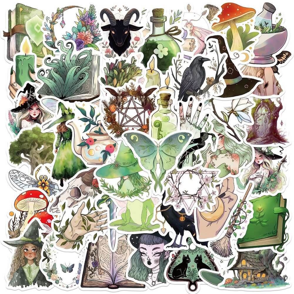  CartoonForestWitch-Stickers-JunkJournal