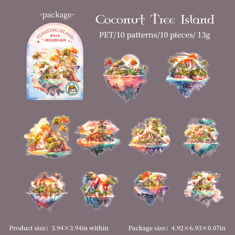 Floating island themed stickers