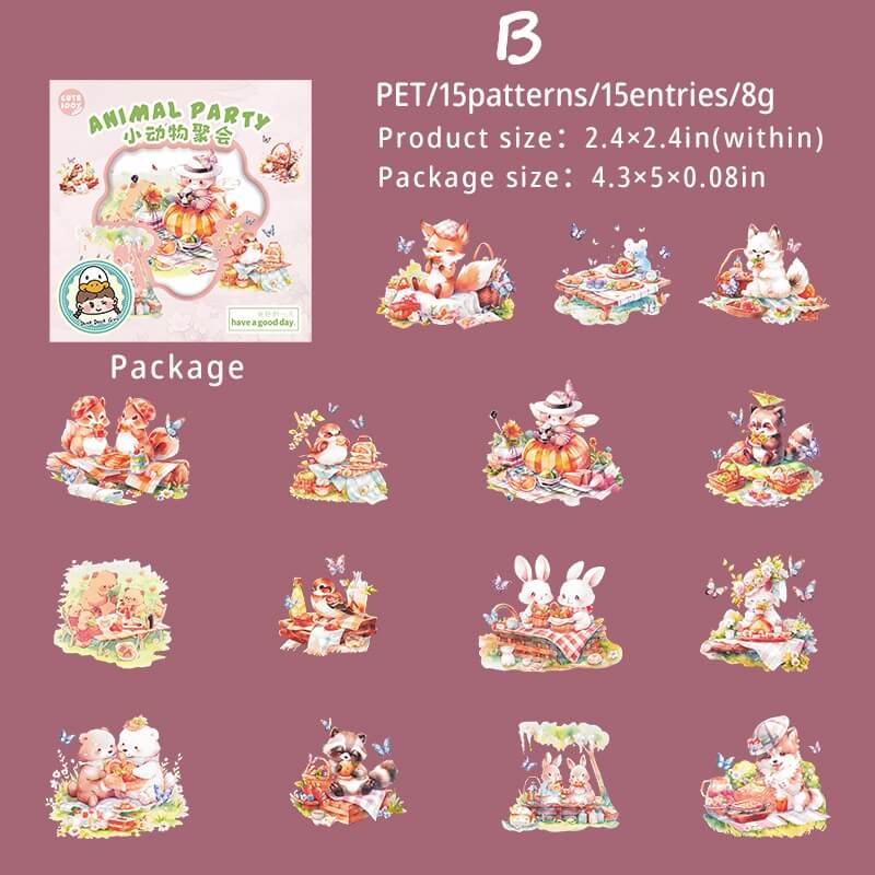 Cuteanimalparty-Stickers-Scrapbooking-B