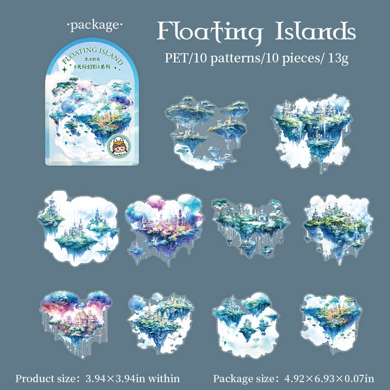 Floating island themed stickers