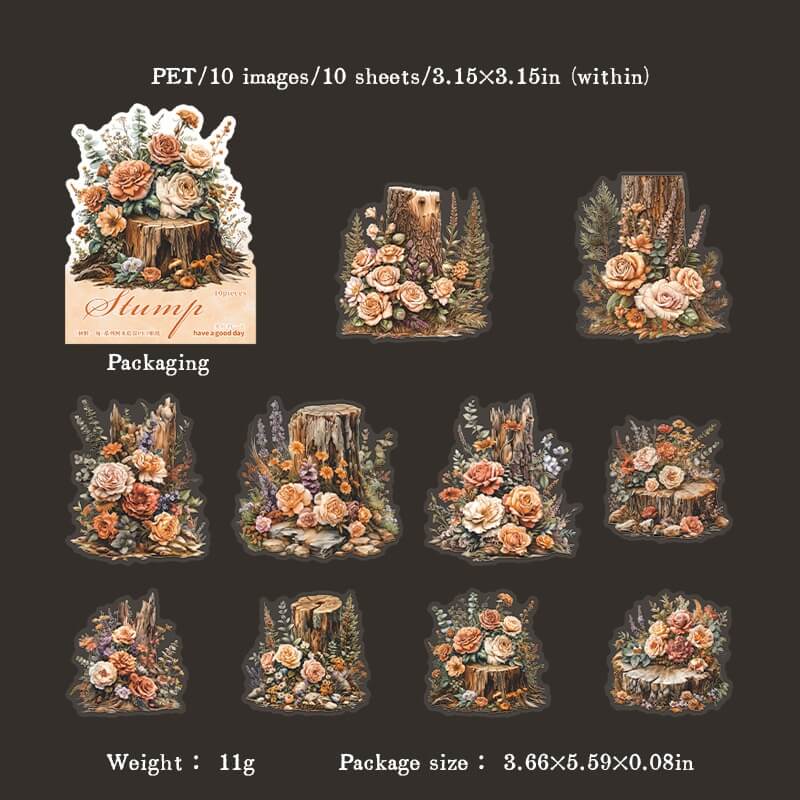 Flowerandtreestump-Stickers-Scrapbooking