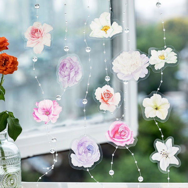 Pegatinas de flores de plantas románticas