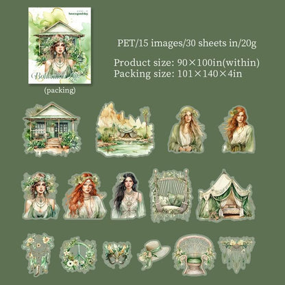 GreenBohemianWoman-Stickers-Scrapbooking