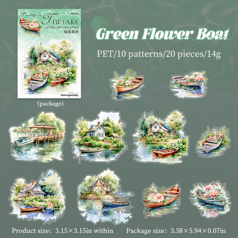 GreenFlowerBoat-Stickers-Scrapbooking