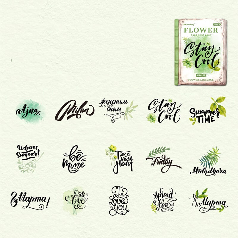 GreenFlowerWord-Stickers-Scrapbooking