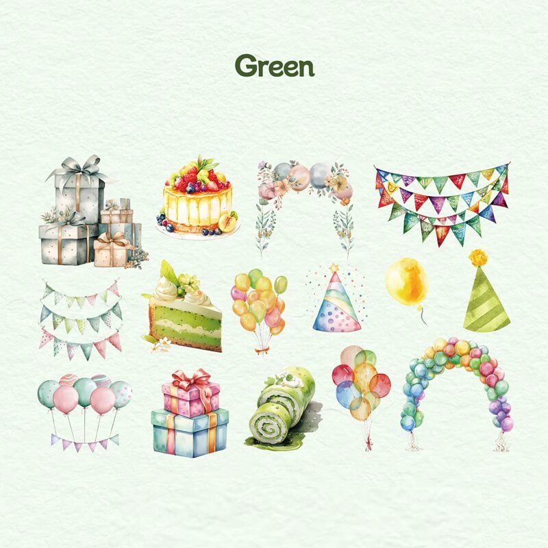 GreenPartyballoon-sticker-Scrapbooking