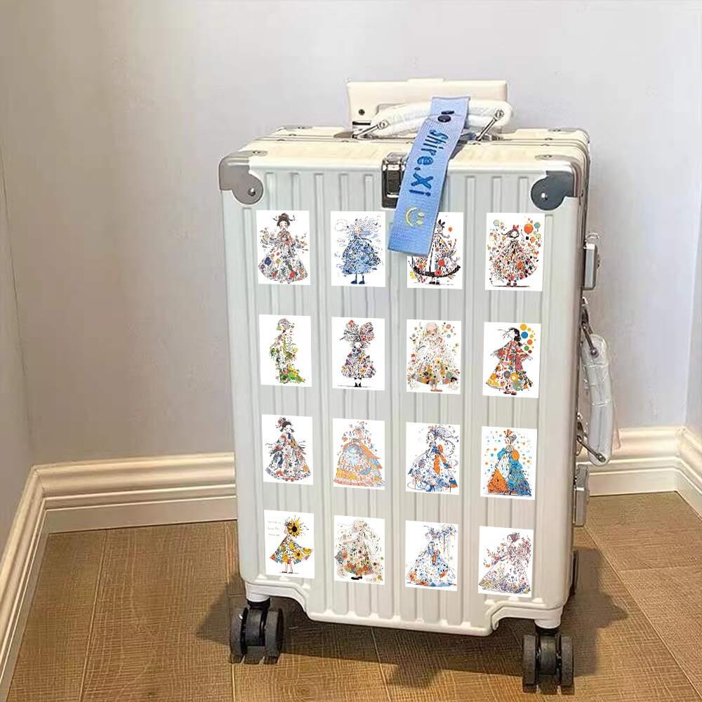 Hand-paintedelegantgirl-stickers-luggage