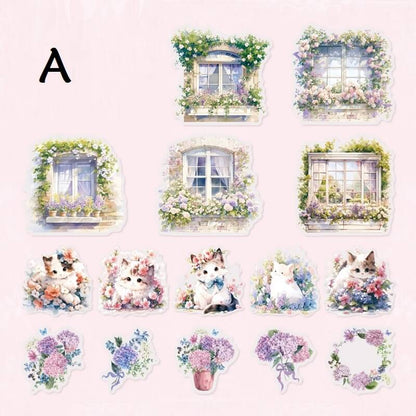 HydrangeaCat-Stickers-Scrapbooking