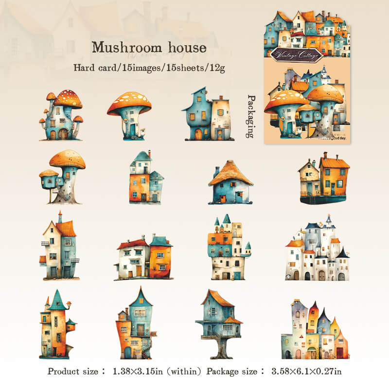 Mushroomhouse-HardCardStickers-Junkjournal