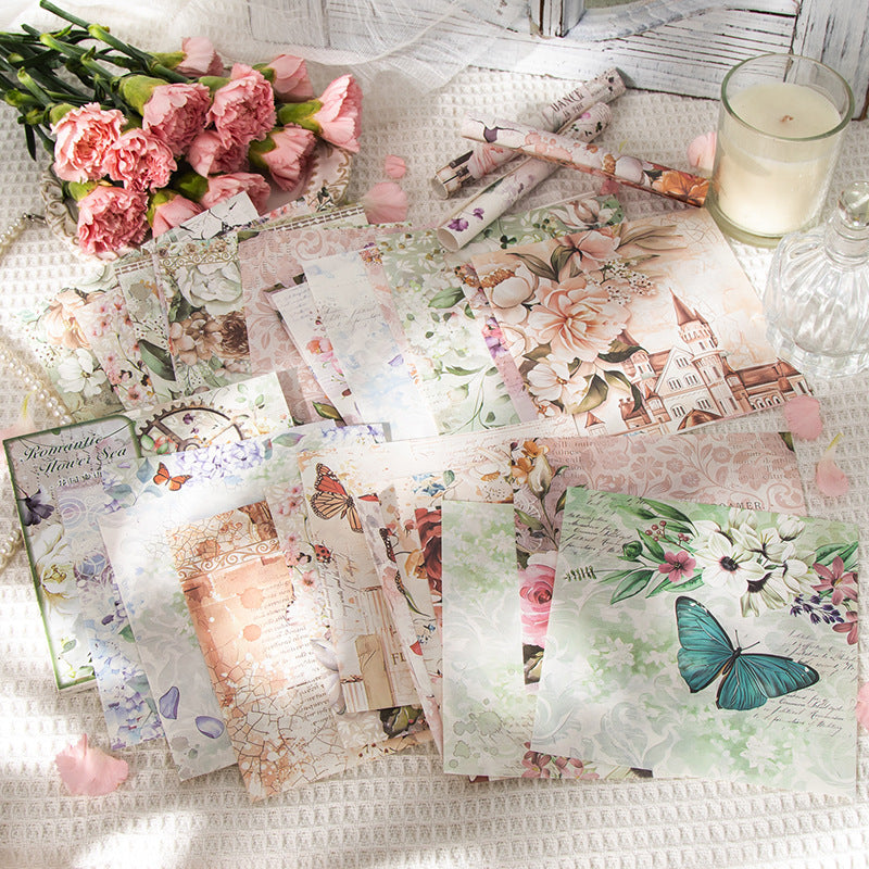 Romantic Flower Sea scrapbook with paper