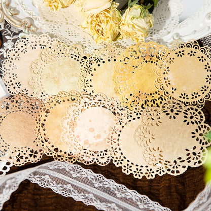 Vintage coffee dyed lace paper