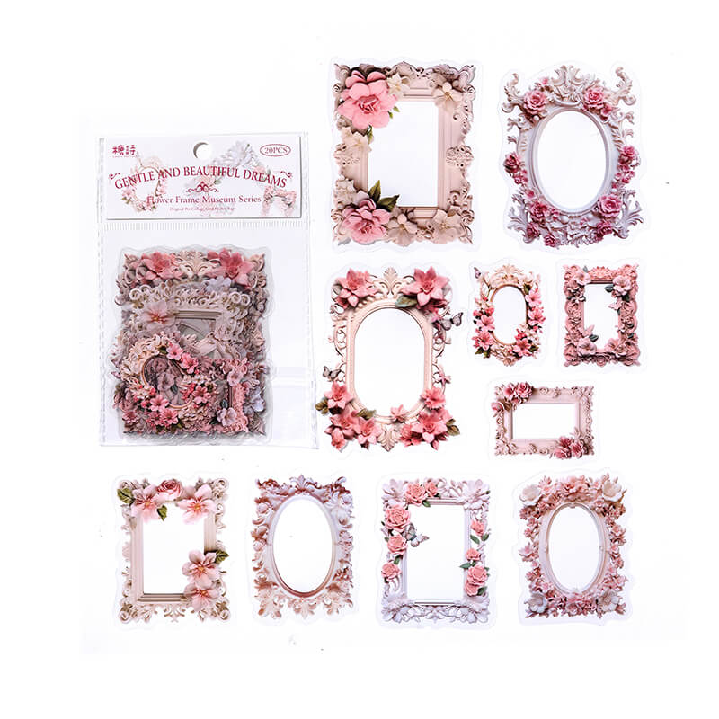 PinkFlowerFrame-Sticker