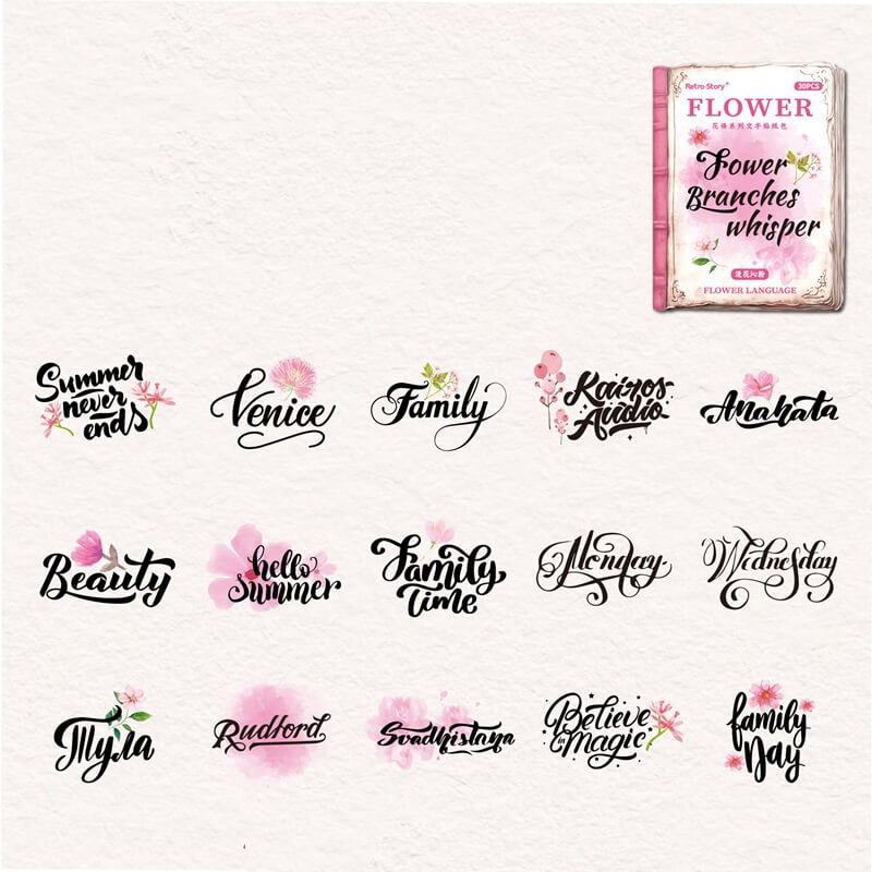 PinkFlowerWord-Stickers-Scrapbooking