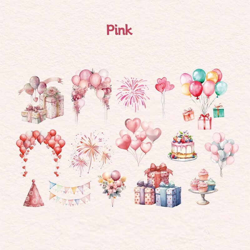 PinkPartyballoon-sticker-Scrapbooking