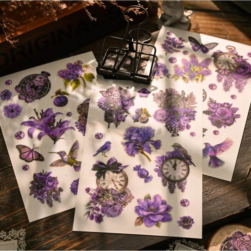 PurpleFlowers-Rub-OnStickers-Scrapbooking