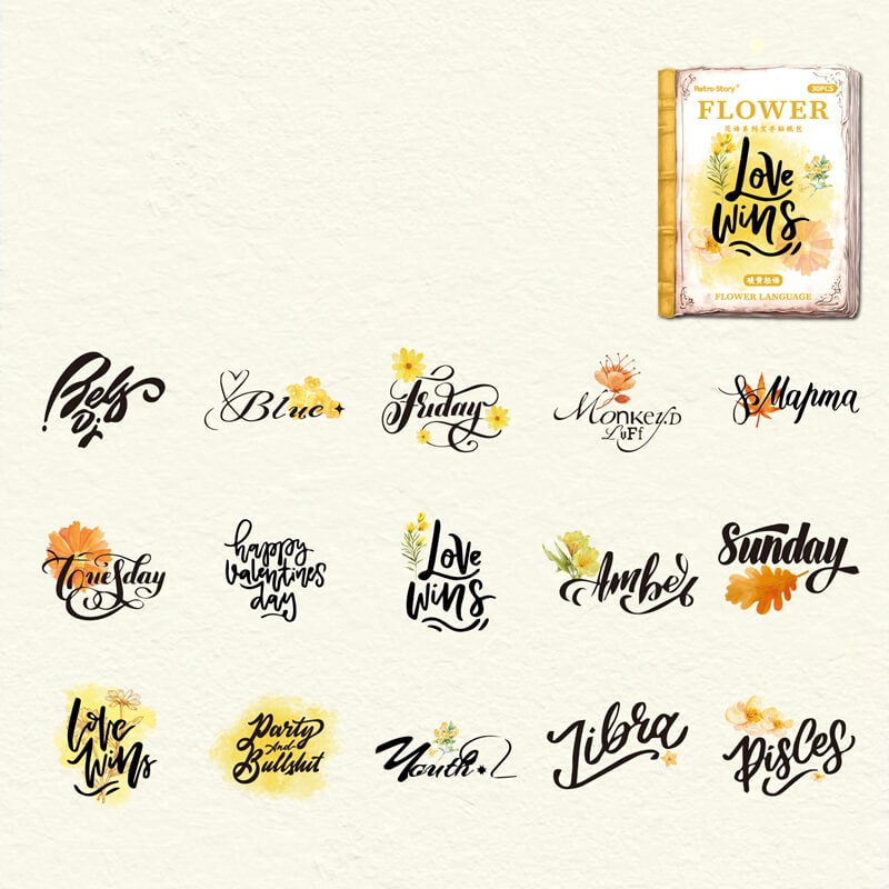 YellowFlowerWord-Stickers-Scrapbooking