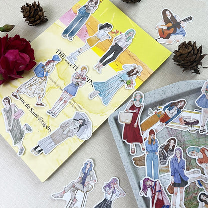 Vintage trendy girl stickers