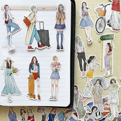 Vintage trendy girl stickers