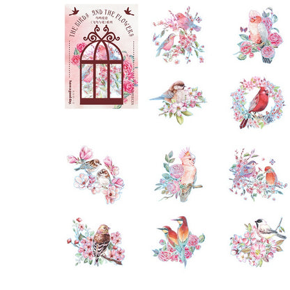 Vintage Flower Bird Sticker