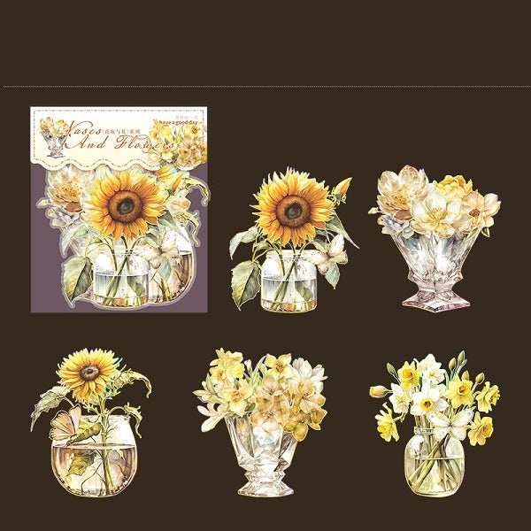 Aufkleber der Vasen- und Blumenserie 